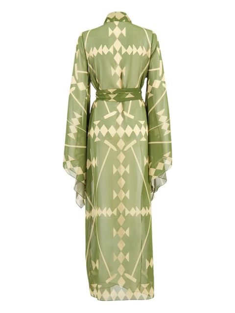 Johanna Ortiz geometric-print wrap maxi dress - Green - zdjęcie produktu nr 2