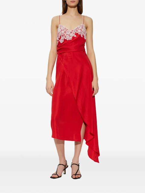 Moschino lace asymmetric midi dress - Red