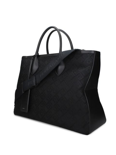 Ferragamo jacquard tote bag - Black