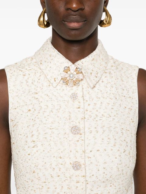 Self-Portrait bouclé dress - White