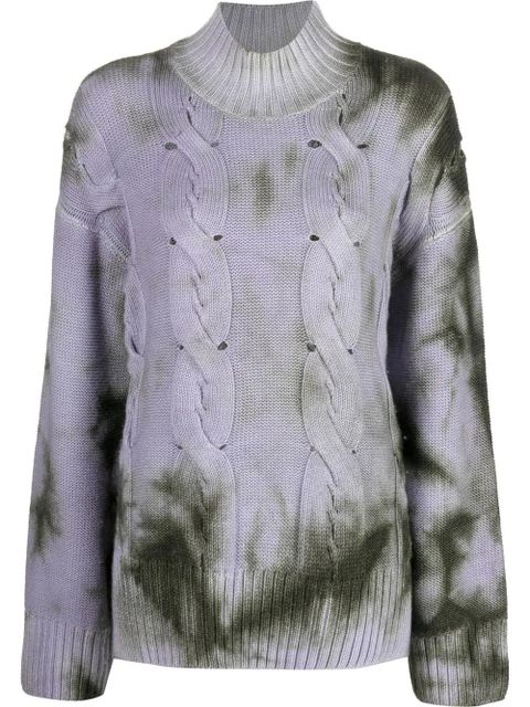 Off-White tie-die cable-knit jumper - Purple - zdjęcie produktu nr 1
