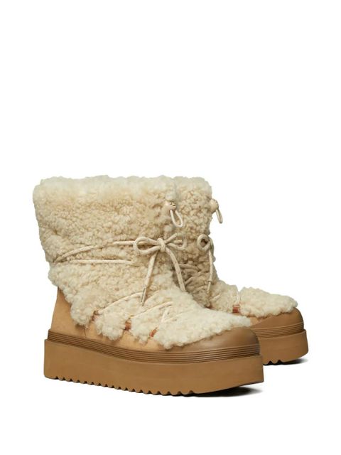 Tory Burch shearling lace-up boots - Neutrals - zdjęcie produktu nr 2