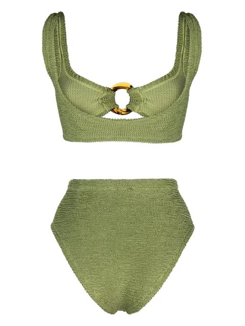 Hunza G high-waisted crinkled bikini set - Green