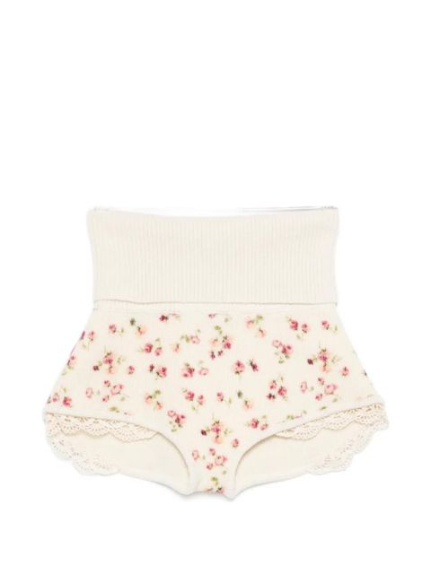 Magda Butrym floral-print lace shorts - Neutrals - zdjęcie produktu nr 1