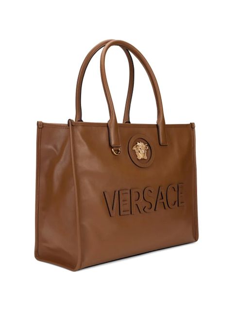 Versace La Medusa leather tote bag - Brown