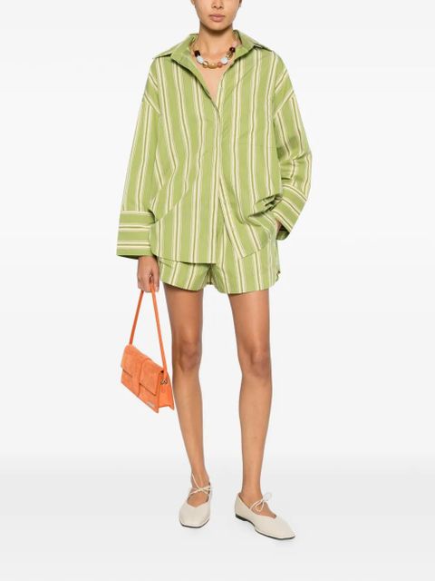 Faithfull the Brand striped button shorts - Green - zdjęcie produktu nr 2