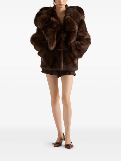 Prada hooded shearling jacket - Brown - zdjęcie produktu nr 2