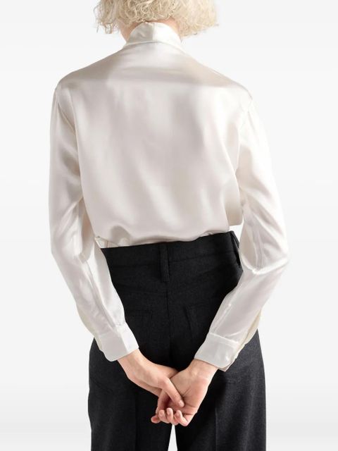 Prada scarf-collar satin shirt - White