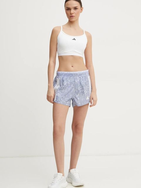 adidas Performance szorty do biegania Own The Run kolor fioletowy wzorzyste high waist JD7759