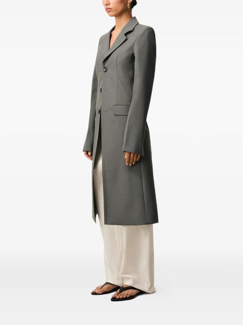 AMI Paris button-up fitted single-breasted coat - Grey