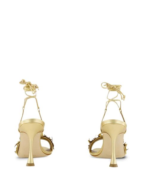 Manolo Blahnik flower-embellished high-heel sandals - Gold