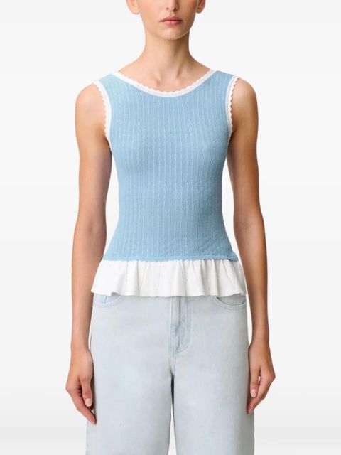 Claudie Pierlot ruffled knitted top - Blue