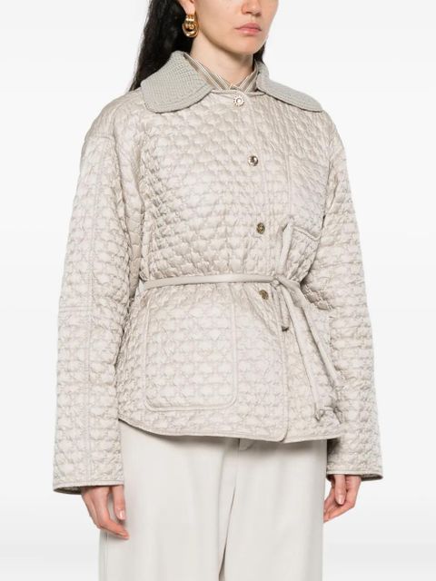 Moncler quilted knit-collar jacket - Grey