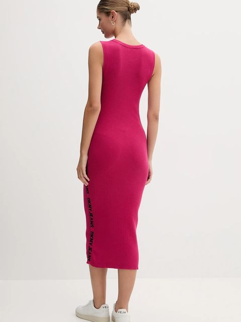 Dkny sukienka kolor różowy midi dopasowana DJ5R0752 - zdjęcie produktu nr 2