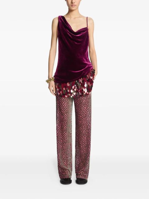 DRIES VAN NOTEN cowl-neck velvet top - Purple