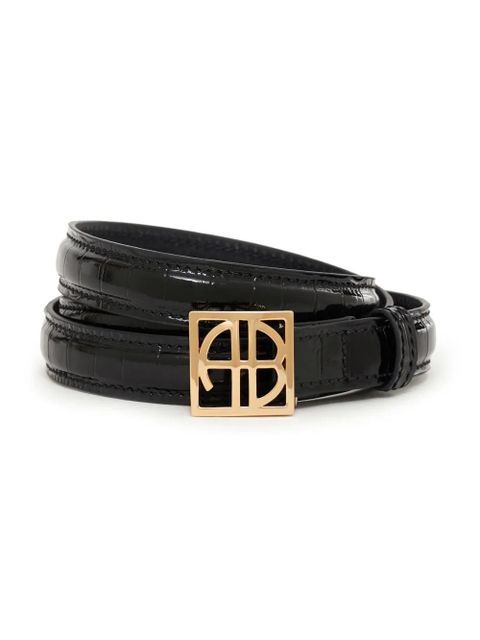 ANINE BING monogram-plaque belt - Black