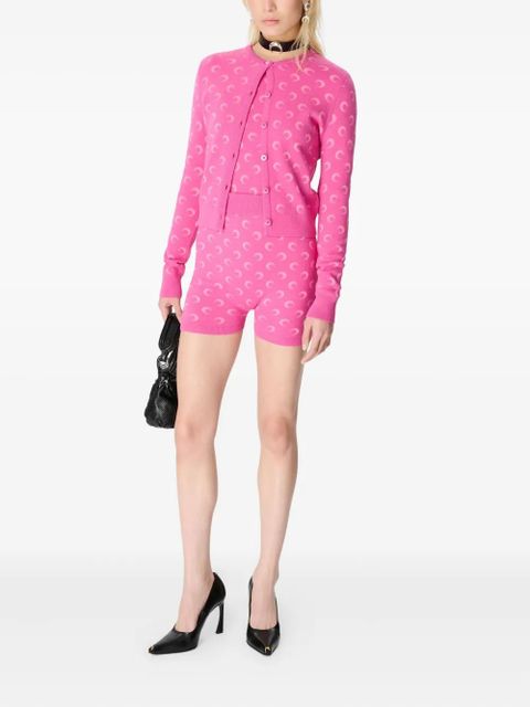 Marine Serre moon-jacquard knitted shorts - Pink - zdjęcie produktu nr 2