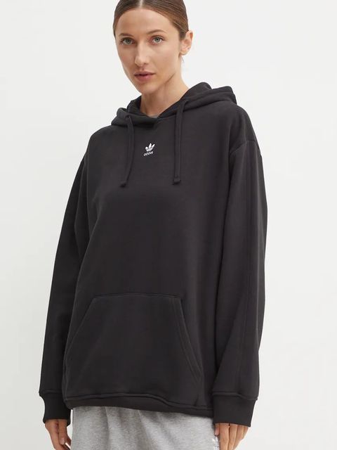 adidas Originals bluza Essential damska kolor czarny z kapturem gładka IY7344 - zdjęcie produktu nr 1