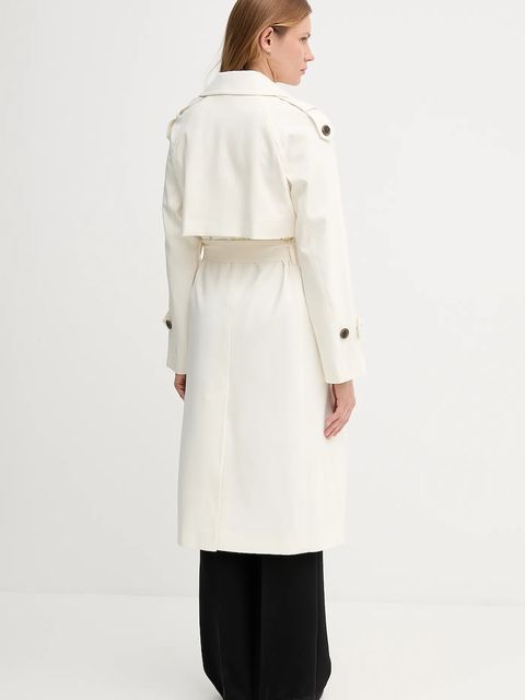 Dkny płaszcz damski kolor beżowy przejściowy dwurzędowy DLEMPQ97 - zdjęcie produktu nr 2