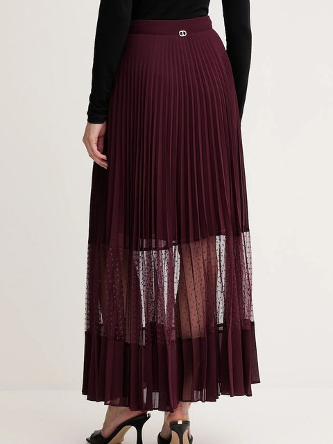 Twinset spódnica kolor bordowy maxi rozkloszowana 252TP2642