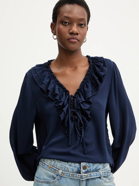 Answear.LAB bluzka damska kolor granatowy gładka