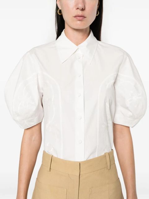 Chloé embroidery-detail poplin shirt - White
