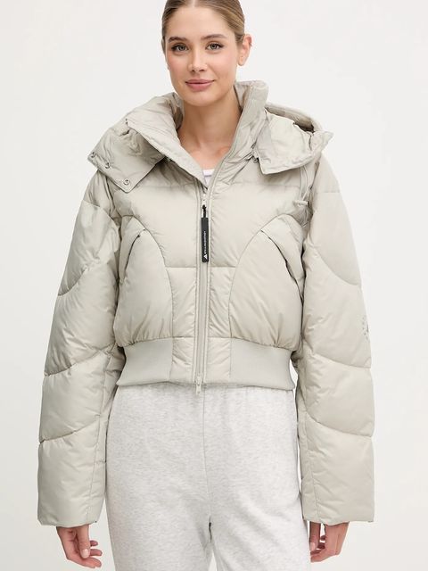 adidas by Stella McCartney kurtka ASMC Crop kolor beżowy zimowa oversize KA0645 - zdjęcie produktu nr 1