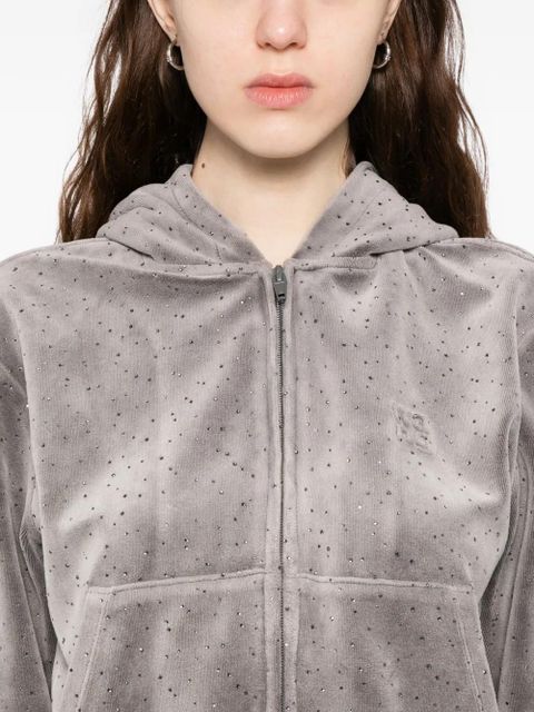 Alexander Wang crystal-embellished zipped hoodie - Grey