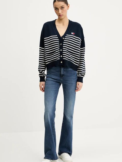 Tommy Jeans kardigan bawełniany kolor granatowy DW0DW20257