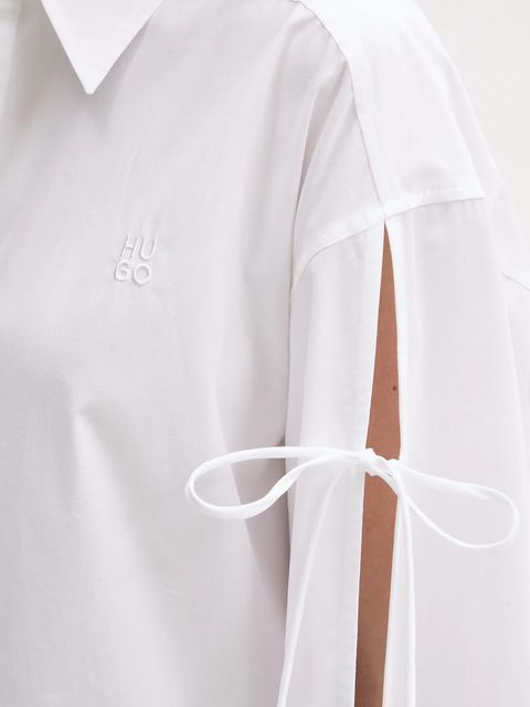 HUGO koszula bawełniana damska kolor biały relaxed z kołnierzykiem klasycznym 50538440