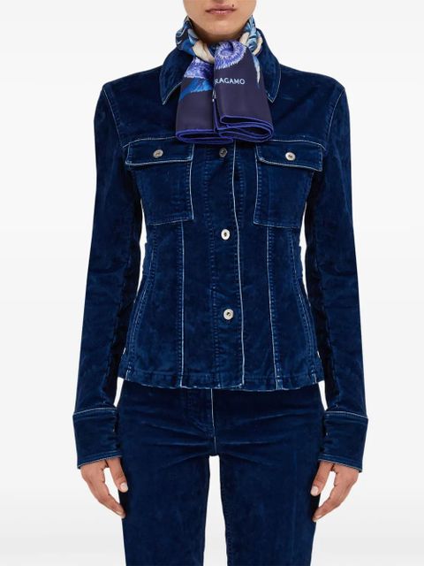 Ferragamo Sunflower print silk scarf - Blue