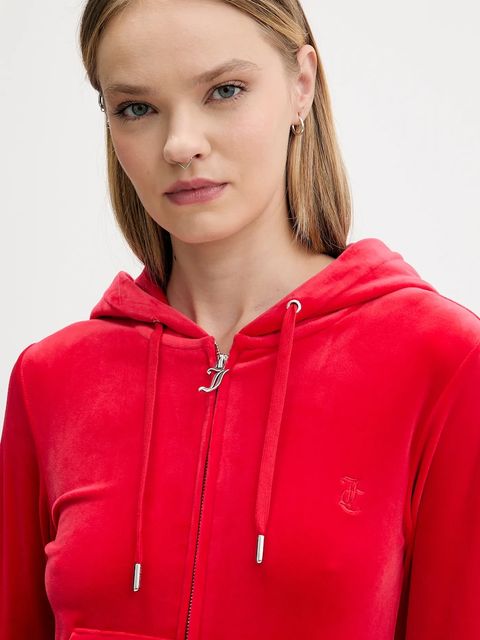 Juicy Couture bluza damska kolor czerwony z kapturem gładka JCAP176 - zdjęcie produktu nr 2