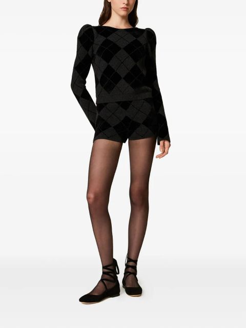 TWINSET diamond-pattern knit shorts - Black - zdjęcie produktu nr 2