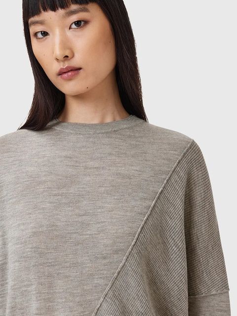 AllSaints sweter wełniany ISLA damski kolor szary lekki W004KD - zdjęcie produktu nr 2