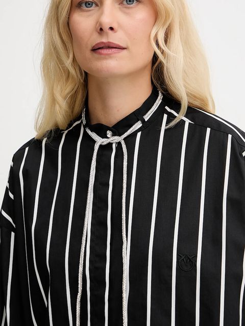 Pinko koszula bawełniana damska kolor czarny relaxed 105606 A2TB