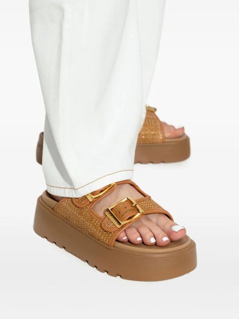 Casadei logo platform sandals - Brown
