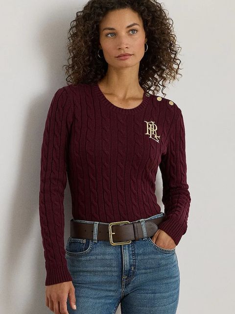 Lauren Ralph Lauren sweter bawełniany kolor bordowy 200932223 - zdjęcie produktu nr 1