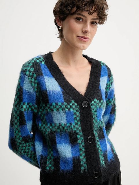 Sandro Ferrone kardigan z dodatkiem wełny damski kolor niebieski S87YBFGOBBA