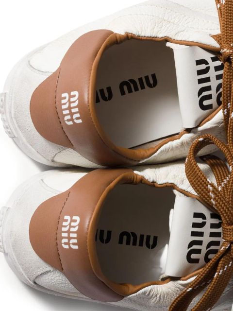 Miu Miu Deco leather sneakers - White