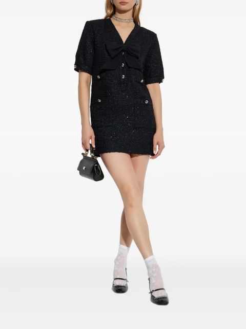 Alessandra Rich bow-embellished tweed dress - Black - zdjęcie produktu nr 2