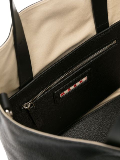 Marni logo-embroidered tote bag - Black