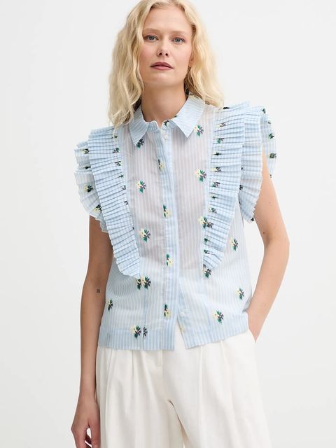 MUNTHE koszula MUST damska kolor niebieski regular z kołnierzykiem klasycznym 252102725224 - zdjęcie produktu nr 1