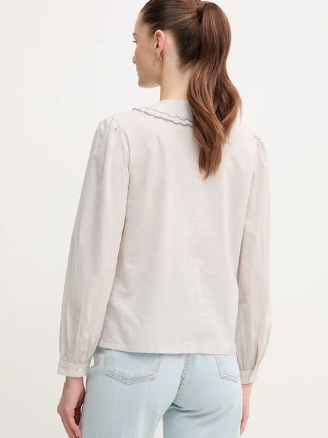 Hoss Intropia koszula bawełniana damska kolor szary regular z kołnierzykiem klasycznym 6289130