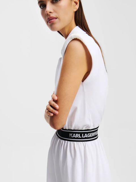 Karl Lagerfeld sukienka bawełniana kolor biały mini prosta A2W13038