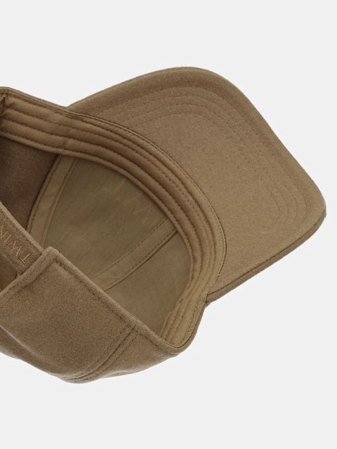 Twinset czapka z daszkiem wełniana kolor brązowy 252TA4430