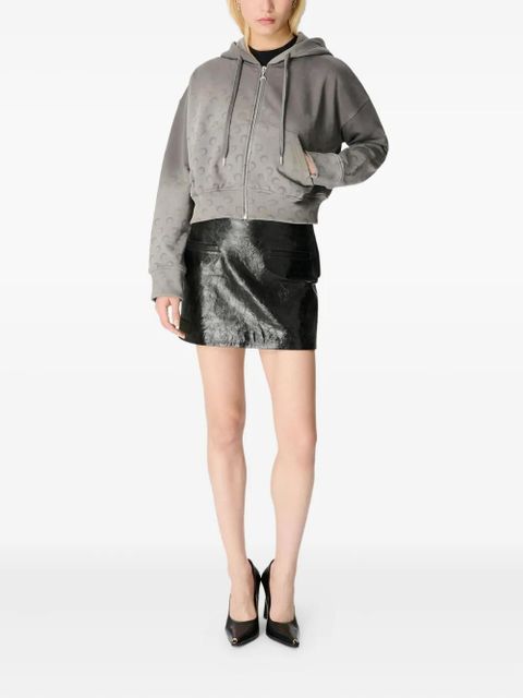 Marine Serre moon-pattern zip-up hoodie - Grey