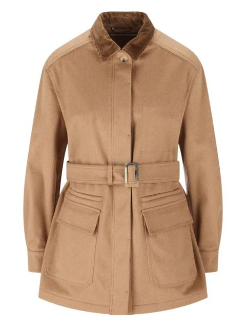 Max Mara LEVA corduroy-collar belted jacket - Brown - zdjęcie produktu nr 1