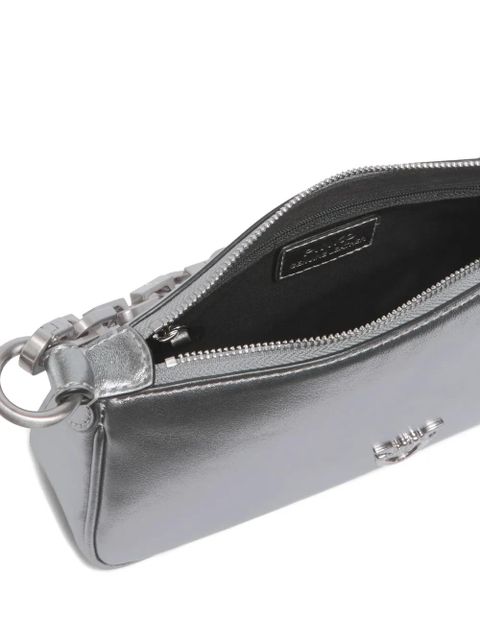 PINKO chain-link metallic leather shoulder bag - Silver
