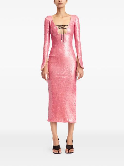 16Arlington Solaria sequin lace-up midi dress - Pink - zdjęcie produktu nr 2