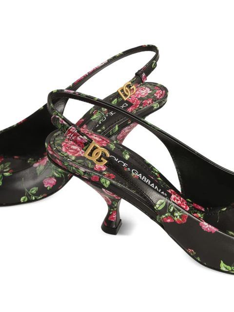 Dolce & Gabbana 60mm floral slingback slippers - Black